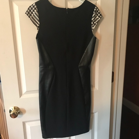 Jaye.e. Black and Cream Dress with Faux Leather - Picture 3 of 8
